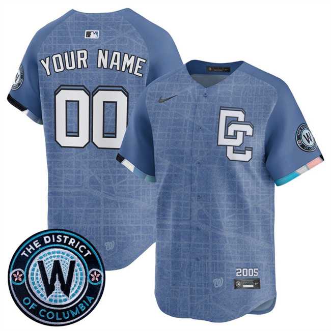 Men%27s Washington Nationals ACTIVE PLAYER Custom Blue 2025 City Connect Limited Stitched Baseball Jersey